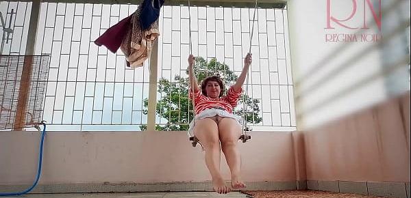  Depraved housewife swinging without panties on a swing  FULL VIDEO